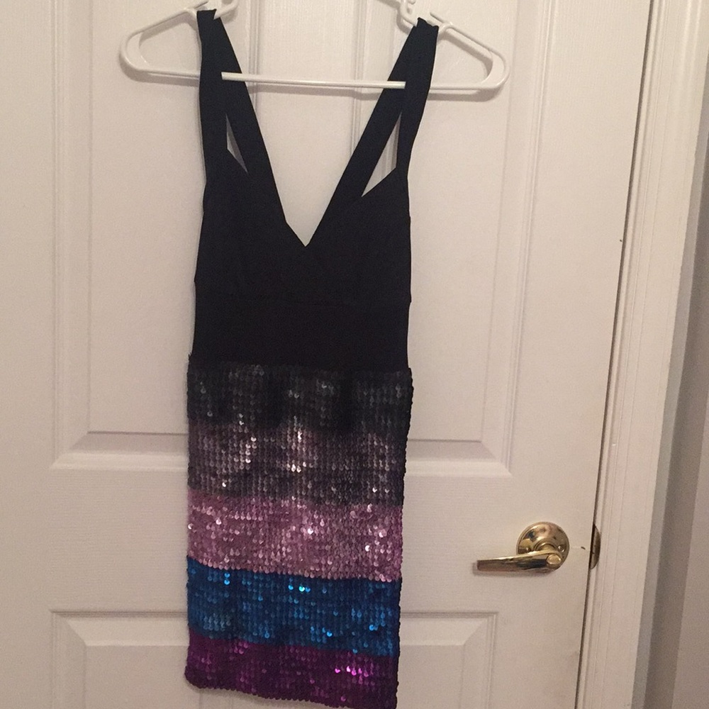 ASOS Petite Black and Multicolor Sequin Dress
